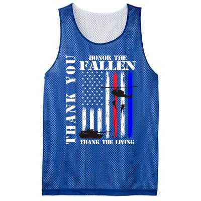 Honor The Fallen Thank The Living Memorial Veteran Thank You Funny Gift Mesh Reversible Basketball Jersey Tank