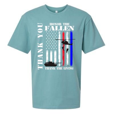 Honor The Fallen Thank The Living Memorial Veteran Thank You Funny Gift Sueded Cloud Jersey T-Shirt