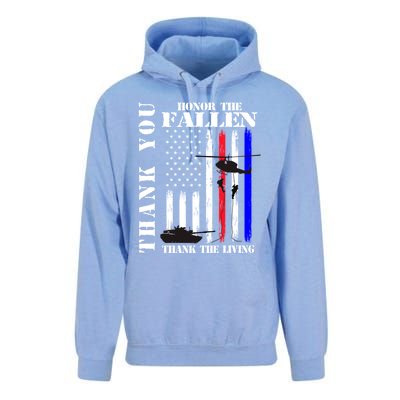 Honor The Fallen Thank The Living Memorial Veteran Thank You Funny Gift Unisex Surf Hoodie