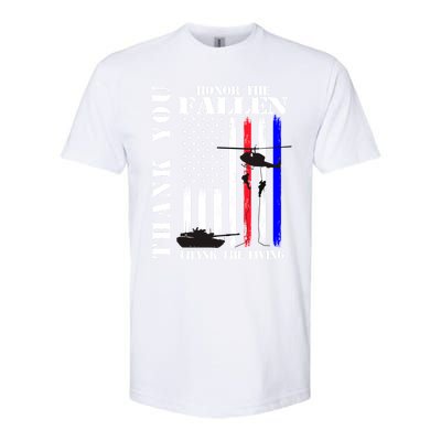 Honor The Fallen Thank The Living Memorial Veteran Thank You Funny Gift Softstyle CVC T-Shirt