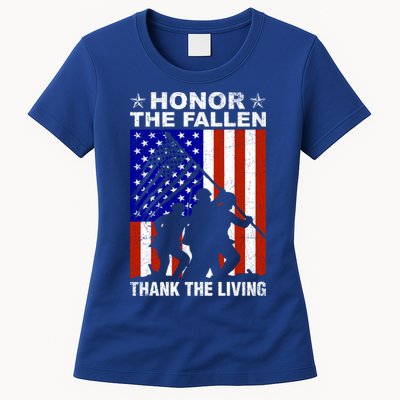Honor The Fallen Thank The Living Memorial Day Veteran Gift Cool Gift Womens T-Shirt