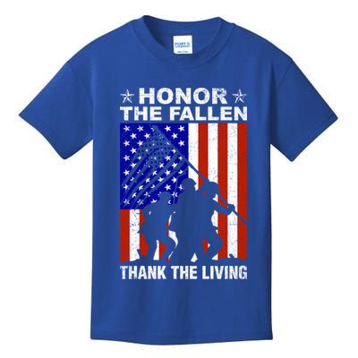 Honor The Fallen Thank The Living Memorial Day Veteran Gift Cool Gift Kids T-Shirt