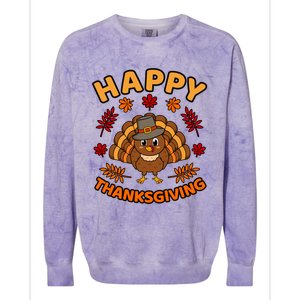 Happy Thanksgiving Funny Turkey Family Graphic Cool Gift Colorblast Crewneck Sweatshirt