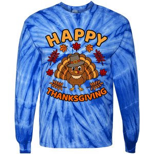 Happy Thanksgiving Funny Turkey Family Graphic Cool Gift Tie-Dye Long Sleeve Shirt