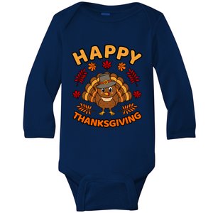 Happy Thanksgiving Funny Turkey Family Graphic Cool Gift Baby Long Sleeve Bodysuit