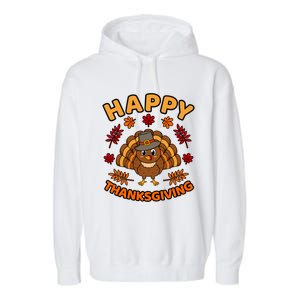 Happy Thanksgiving Funny Turkey Family Graphic Cool Gift Garment-Dyed Fleece Hoodie