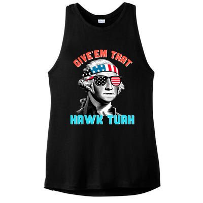 Hawk Tuah Funny 2024 4th Of July Meme Ladies PosiCharge Tri-Blend Wicking Tank