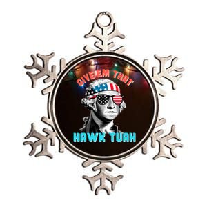 Hawk Tuah Funny 2024 4th Of July Meme Metallic Star Ornament