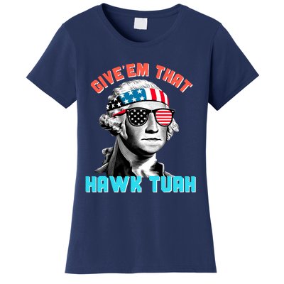 Hawk Tuah Funny 2024 4th Of July Meme Women's T-Shirt