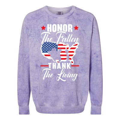 Honor The Fallen Thank The Living Usa American Memorial Day Great Gift Colorblast Crewneck Sweatshirt