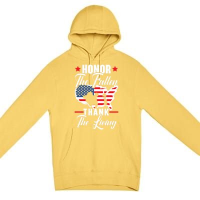 Honor The Fallen Thank The Living Usa American Memorial Day Great Gift Premium Pullover Hoodie