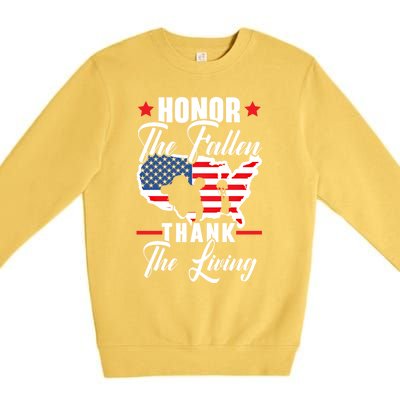 Honor The Fallen Thank The Living Usa American Memorial Day Great Gift Premium Crewneck Sweatshirt