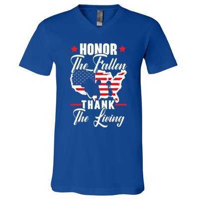 Honor The Fallen Thank The Living Usa American Memorial Day Great Gift V-Neck T-Shirt