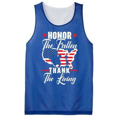 Honor The Fallen Thank The Living Usa American Memorial Day Great Gift Mesh Reversible Basketball Jersey Tank