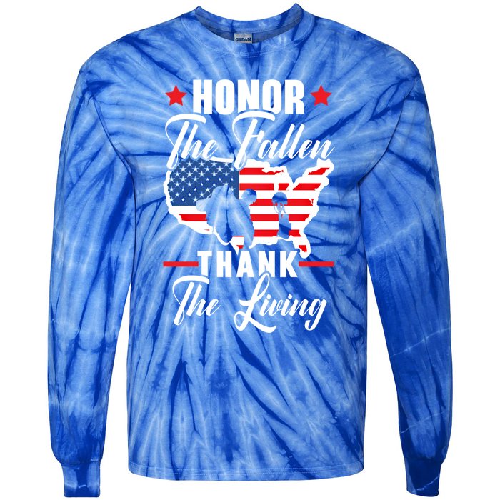 Honor The Fallen Thank The Living Usa American Memorial Day Great Gift Tie-Dye Long Sleeve Shirt