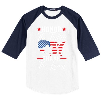 Honor The Fallen Thank The Living Usa American Memorial Day Great Gift Baseball Sleeve Shirt