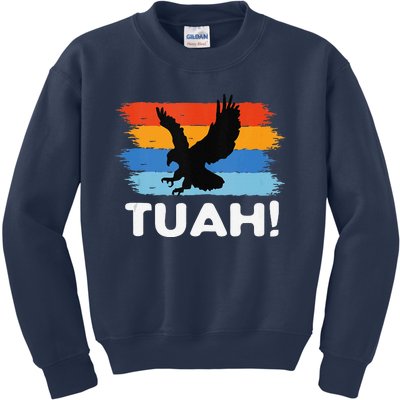 Hawk Tush Funny Parody Meme Vintage Retro Eagle Design Kids Sweatshirt