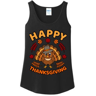 Happy Thanksgiving Funny Turkey Family Graphic Ladies Essential Tank