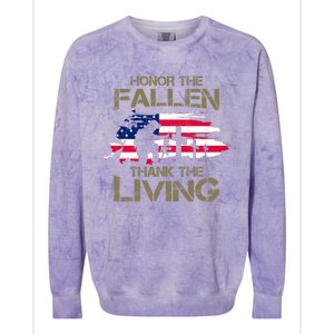 Honor The Fallen Thank The Living Memorial Day Veteran Funny Gift Colorblast Crewneck Sweatshirt