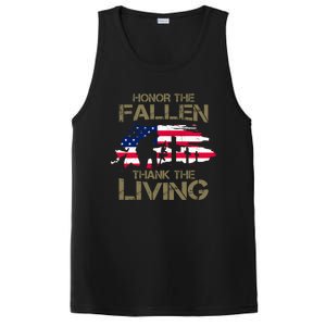 Honor The Fallen Thank The Living Memorial Day Veteran Funny Gift PosiCharge Competitor Tank