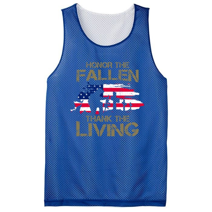 Honor The Fallen Thank The Living Memorial Day Veteran Funny Gift Mesh Reversible Basketball Jersey Tank