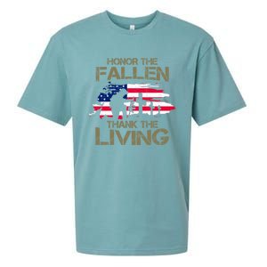 Honor The Fallen Thank The Living Memorial Day Veteran Funny Gift Sueded Cloud Jersey T-Shirt