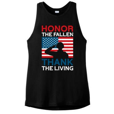 Honor The Fallen Thank The Living Usa Flag American Veteran Gift Ladies PosiCharge Tri-Blend Wicking Tank