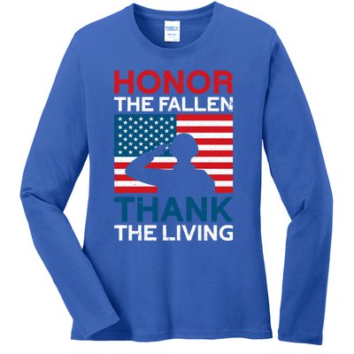 Honor The Fallen Thank The Living Usa Flag American Veteran Gift Ladies Long Sleeve Shirt