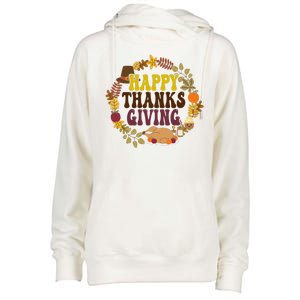 Happy Thanksgiving Fall Holiday Womens Funnel Neck Pullover Hood