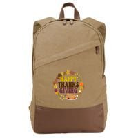 Happy Thanksgiving Fall Holiday Cotton Canvas Backpack