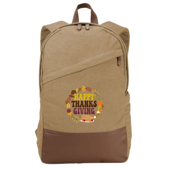 Happy Thanksgiving Fall Holiday Cotton Canvas Backpack