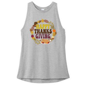 Happy Thanksgiving Fall Holiday Ladies PosiCharge Tri-Blend Wicking Tank