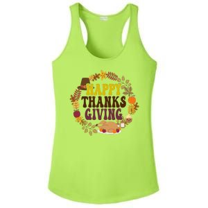 Happy Thanksgiving Fall Holiday Ladies PosiCharge Competitor Racerback Tank