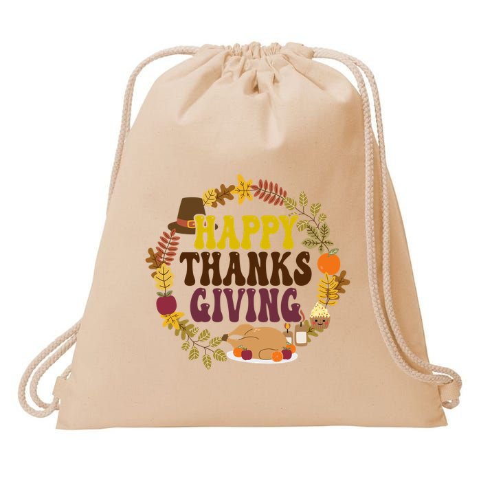 Happy Thanksgiving Fall Holiday Drawstring Bag