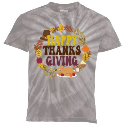 Happy Thanksgiving Fall Holiday Kids Tie-Dye T-Shirt