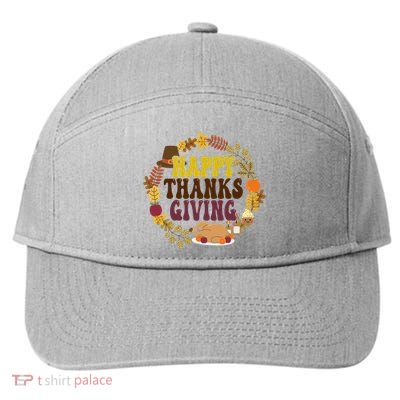 Happy Thanksgiving Fall Holiday 7-Panel Snapback Hat