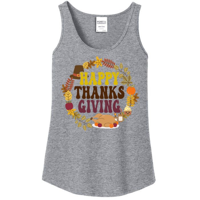 Happy Thanksgiving Fall Holiday Ladies Essential Tank