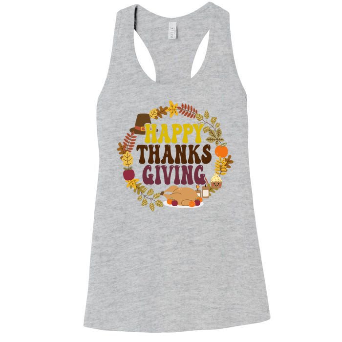 Happy Thanksgiving Fall Holiday Women's Racerback Tank