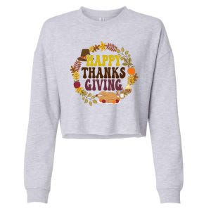 Happy Thanksgiving Fall Holiday Cropped Pullover Crew