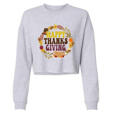 Happy Thanksgiving Fall Holiday Cropped Pullover Crew