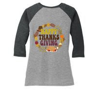 Happy Thanksgiving Fall Holiday Women's Tri-Blend 3/4-Sleeve Raglan Shirt