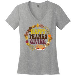 Happy Thanksgiving Fall Holiday Women's V-Neck T-Shirt