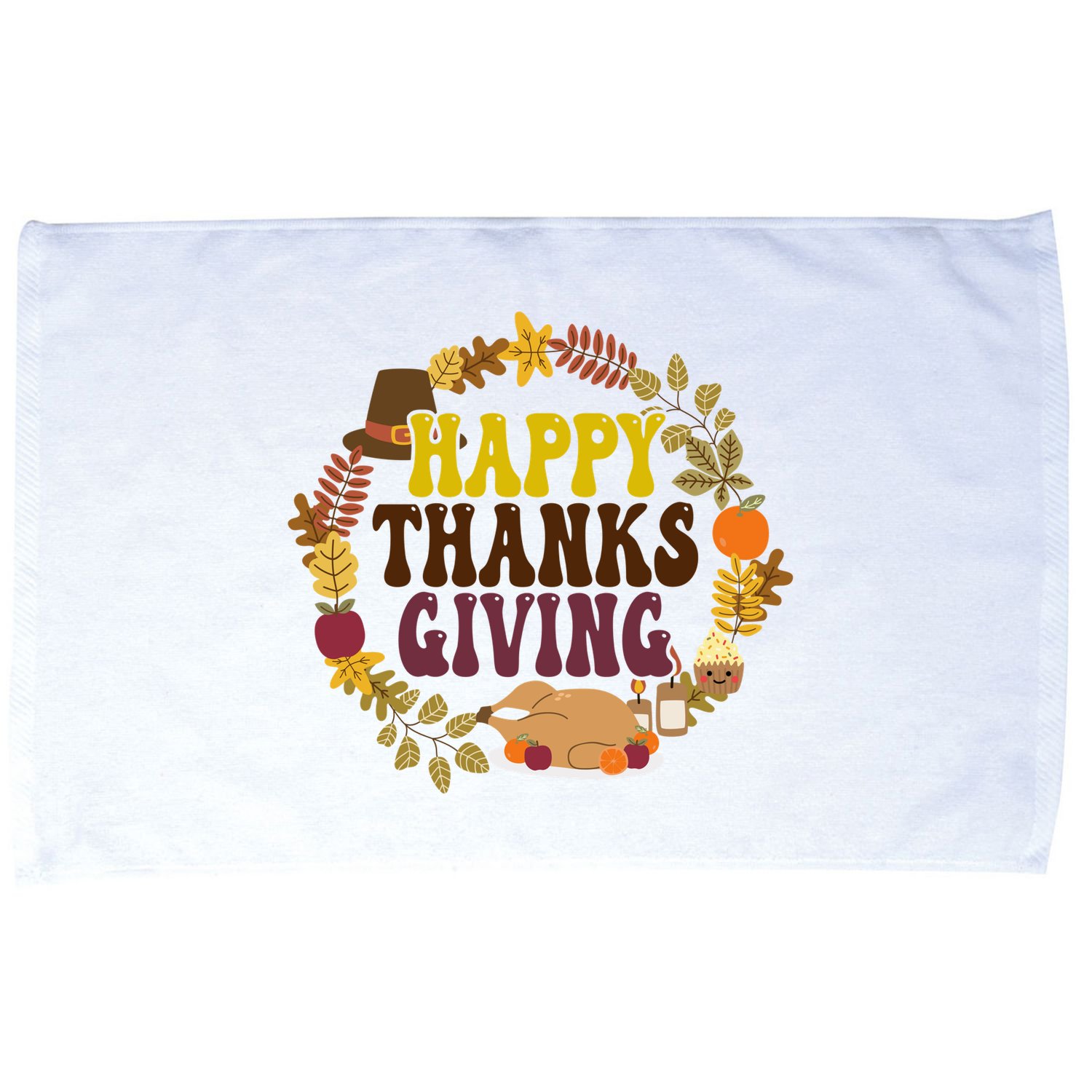 Happy Thanksgiving Fall Holiday Microfiber Hand Towel