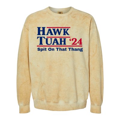 Hawk Tuah Funny Saying Colorblast Crewneck Sweatshirt