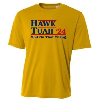 Hawk Tuah Funny Saying Cooling Performance Crew T-Shirt