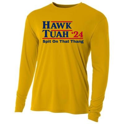 Hawk Tuah Funny Saying Cooling Performance Long Sleeve Crew