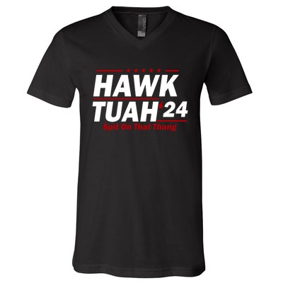 Hawk Tuah Funny Saying V-Neck T-Shirt