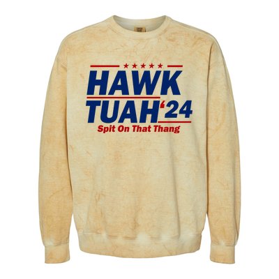 Hawk Tuah Funny Saying Colorblast Crewneck Sweatshirt