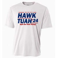 Hawk Tuah Funny Saying Cooling Performance Crew T-Shirt