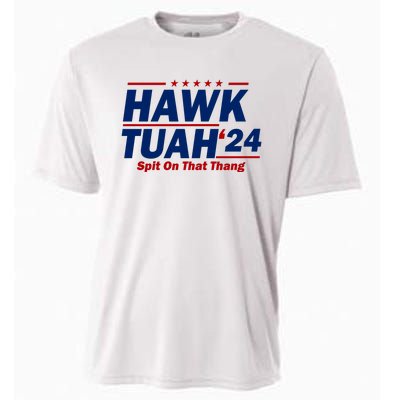 Hawk Tuah Funny Saying Cooling Performance Crew T-Shirt